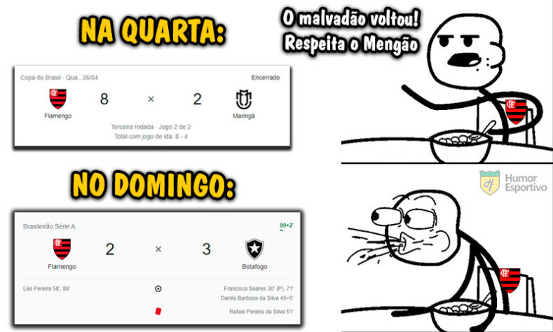 Os melhores memes da vitória do Botafogo sobre o Flamengo pela 3ª rodada do Brasileirão 2023