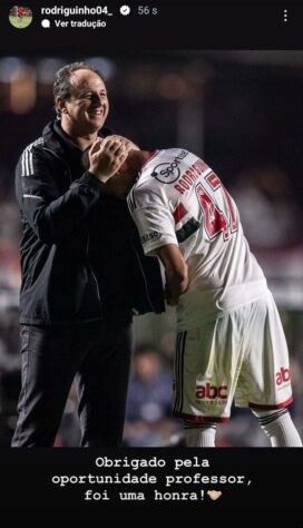 Rodriguinho publicou: "Obrigado pela oportunidade, professor. Foi uma honra!"