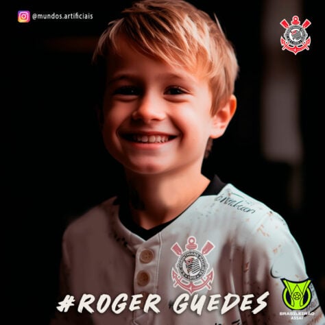 Corinthians: versão criança do Róger Guedes, criada com auxílio da inteligência artificial.
