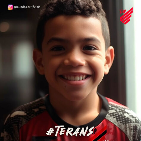Athletico Paranaense: versão criança do Terans, criada com auxílio da inteligência artificial.