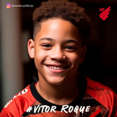 Athletico Paranaense: versão criança do Vitor Roque, criada com auxílio da inteligência artificial.