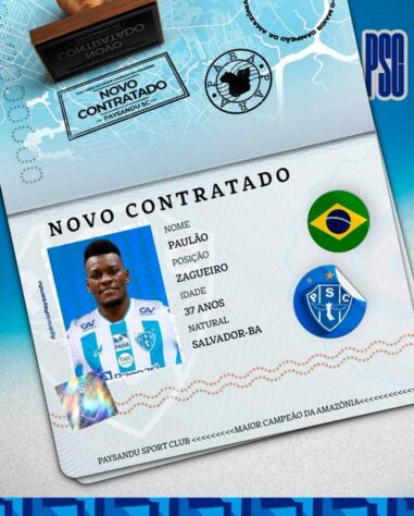 FECHADO - O Paysandu anunciou a chegada do zagueiro Paulão, de 37 anos. Com passagens por Cruzeiro, Internacional, Vasco e Fortaleza, o defensor estava recentemente no Cuiabá.