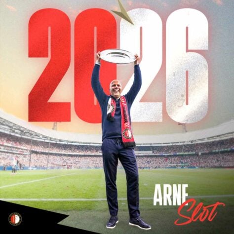 FECHADO - Apontado como futuro técnico do Tottenham, Arne Slot renovou seu contrato com o Feyenoord. O clube holandês anunciou a ampliação do vínculo, que agora é válido até 2026.