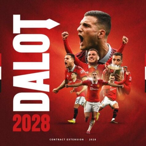 FECHADO - O Manchester United anunciou a renovação do lateral-direito Dalot. Agora, o contrato do português é válido até 2028.