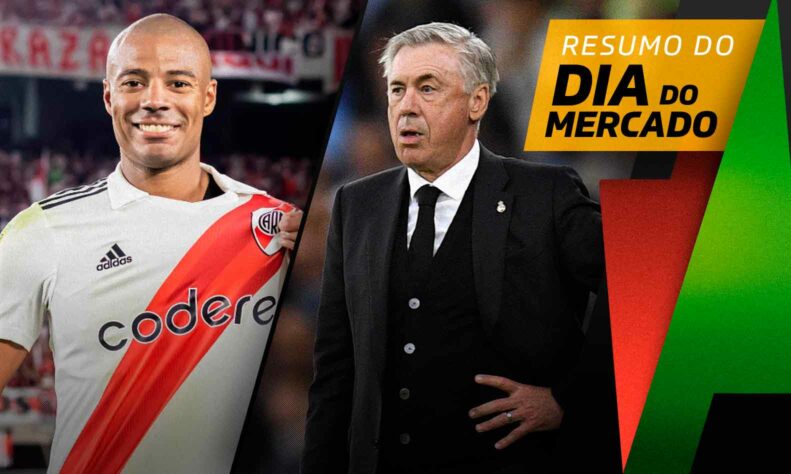 Flamengo inicia conversas com meia do River Plate, CBF possui alternativas para Ancelotti... tudo isso e muito mais a seguir no resumo do Dia do Mercado desta sexta-feira (19):