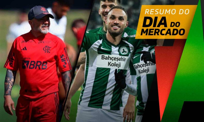 Flamengo negocia com jogador do Atlético-MG, Vasco avança por atacante... tudo isso e muito mais a seguir no resumo do Dia do Mercado desta terça-feira (23):