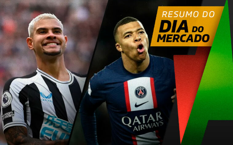 Bruno Guimarães disputado por três clubes, gigante europeu quer convencer Mbappé... tudo isso e muito mais a seguir no resumo do Dia do Mercado desta quarta-feira (10):