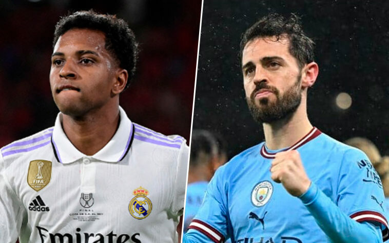 Atacante (empate): Rodrygo (Real Madrid) e Bernardo Silva (Manchester City) – 80 milhões de euros (R$ 438,4 milhões).