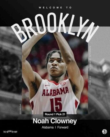 21ª escolha: Noah Clowney (EUA) - Brooklyn Nets