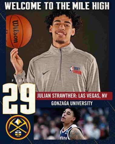 29ª escolha: Julian Strawther (PUR) - escolhido pelo Indiana Pacers e trocado para o Denver Nuggets