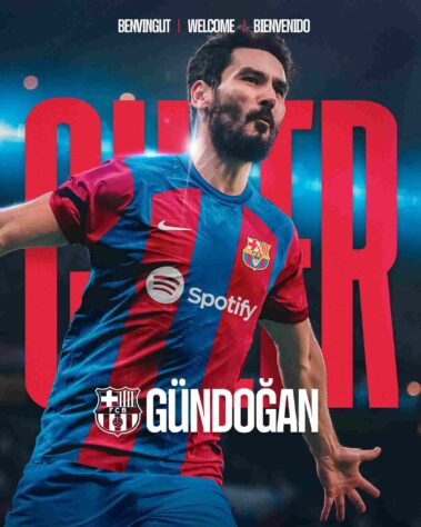 FECHADO - O Barcelona anunciou a contratação do meio-campista Ilkay Gundogan a custo-zero. O contrato do jogador com o Manchester City iria somente até o meio do ano, e agora assina com o clube espanhol até o meio de 2025, com opção de extensão por mais um ano. 
