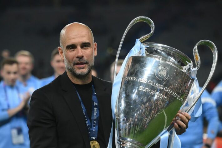 2º lugar: Pep Guardiola. O técnico espanhol foi campeão nas temporadas 2008/09 (Barcelona), 2010/11 (Bayern de Munique) e 2022/23 (Manchester City).