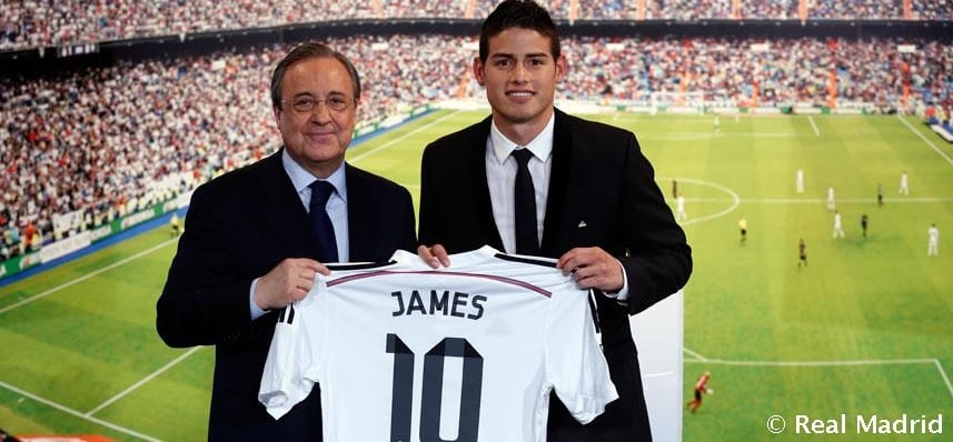 7º lugar - James Rodríguez - contratado junto ao Monaco em 2014, por 75 milhões de euros.