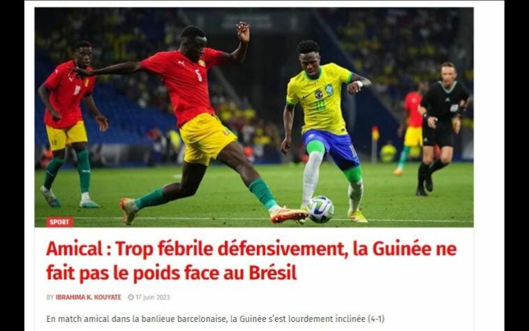 Na Guiné, o sentimento geral foi de resignação. O site 'Guinée 360' afirmou que a seleção local foi frágil defensivamente e por isso foi goleada diante do Brasil. 