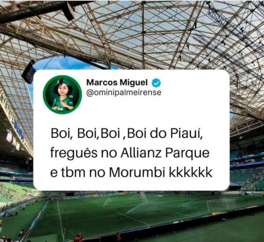 O tradicional grito de "Boi do Piauí" foi adaptado para destacar a "freguesia" no Allianz Parque e no Morumbi.