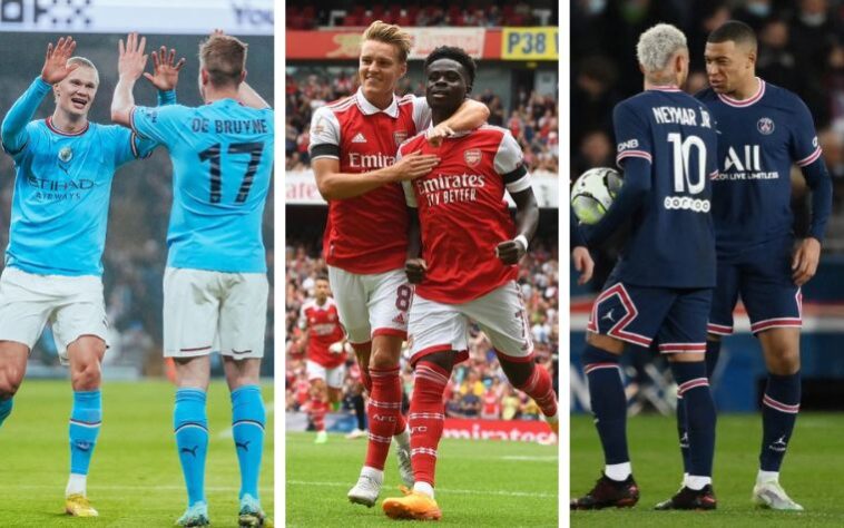 Vice-campeão inglês na última temporada, o Arsenal reforçou seu elenco com as chegadas de Declan Rice, Kai Havertz e Jurrien Timber. Agora, os Gunners possuem o plantel mais valioso do futebol mundial, avaliado em 1.21 bilhão de euros (aproximadamente R$ 6,5 bilhões). Confira nesta galeria os 25 elencos mais caros segundo o ‘Transfermarkt’, site especializado em cifras do mundo da bola.