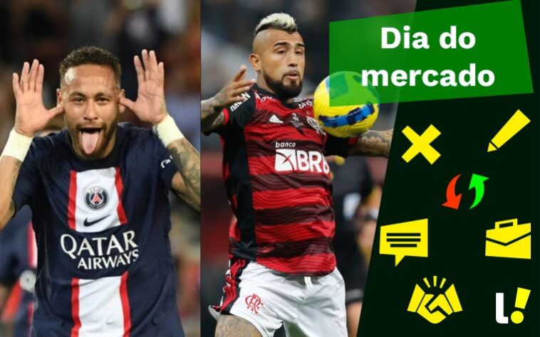 Vidal deixa o Flamengo, gigante europeu rejeita Neymar... veja isso e muito mais no resumo do Dia do Mercado desta segunda-feira (10)!