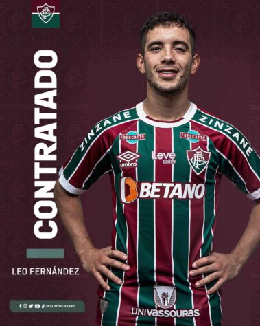 FECHADO - O Fluminense anunciou a contratação do meia-atacante Leo Fernández. O uruguaio de 24 anos, um dos grandes destaques da última temporada do Campeonato Mexicano pelo Toluca, assinou contrato de empréstimo até junho de 2024. O vínculo prevê opção de compra para o Tricolor após o período.