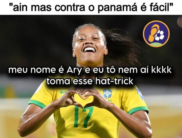 Autora de três gol e uma assistência na goleada por 4 a 0 sobre o Panamá na estreia do Brasil na Copa do Mundo, Ary Borges caiu nas graças dos torcedores e protagonizou diversas montagens nas redes sociais. Próxima adversária da Seleção Brasileira, a França também foi lembrada em provocações. Confira! (Por Humor Esportivo)