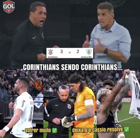 Cássio herói mais uma vez! Torcedores do Corinthians tiram onda após vitória e classificação sobre o América-MG, nos pênaltis, pela Copa do Brasil.