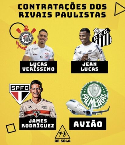 Torcedores fazem memes com acerto do São Paulo com James Rodríguez, e avião do Palmeiras vira piada na web.