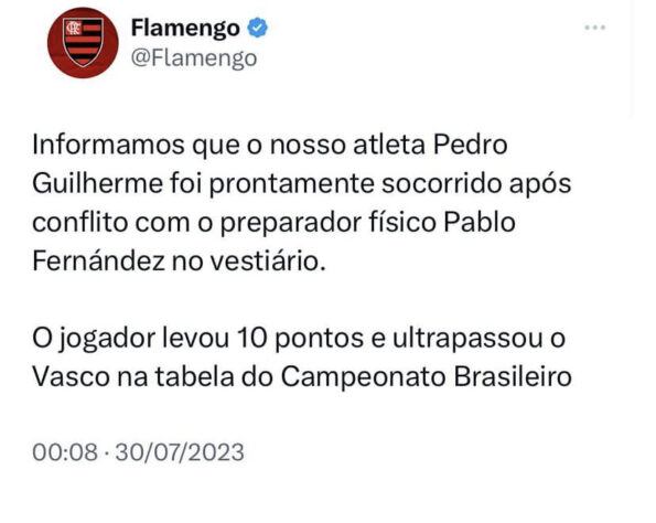 Soco de preparador físico em Pedro, do Flamengo, rendeu memes nas redes sociais