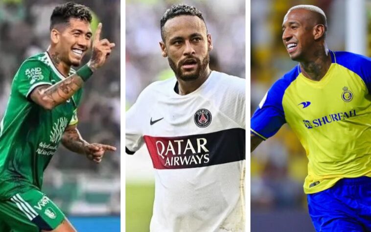 Neymar aceitou no domingo (13) a proposta do Al-Hilal, da Arábia Saudita. Segundo informações da imprensa europeia, o clube francês aceitou uma oferta de pouco menos de 100 milhões de euros (R$ 540 milhões na cotação atual) para liberar o atacante. No clube saudita, o camisa 10 será comando pelo português Jorge Jesus. Por conta disso, o Lance! separou uma lista com todos os jogadores que atuam no Campeonato Saudita. Confira!