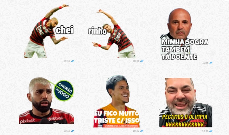Além dos tradicionais memes, os torcedores rivais aproveitaram a queda do Flamengo na Libertadores para compartilhar os tradicionais stickers (ou figurinhas) nos grupos de WhatsApp. Veja a seguir uma seleção das brincadeiras! (Por Humor Esportivo)