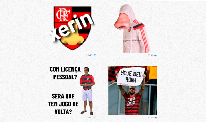 Rivais compartilham figurinhas de WhatsApp com provocações ao Flamengo após queda na Libertadores