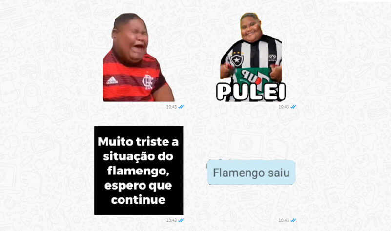 Rivais compartilham figurinhas de WhatsApp com provocações ao Flamengo após queda na Libertadores