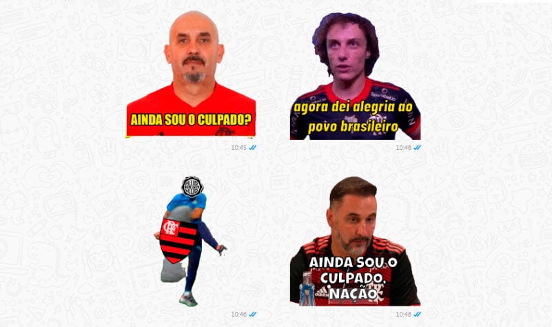 Rivais compartilham figurinhas de WhatsApp com provocações ao Flamengo após queda na Libertadores