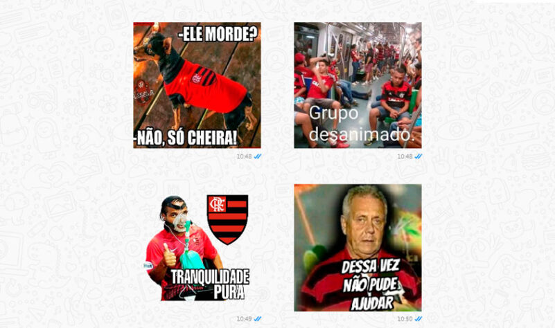 Rivais compartilham figurinhas de WhatsApp com provocações ao Flamengo após queda na Libertadores