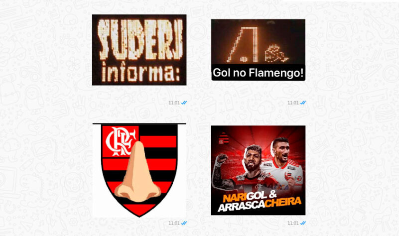 Rivais compartilham figurinhas de WhatsApp com provocações ao Flamengo após queda na Libertadores