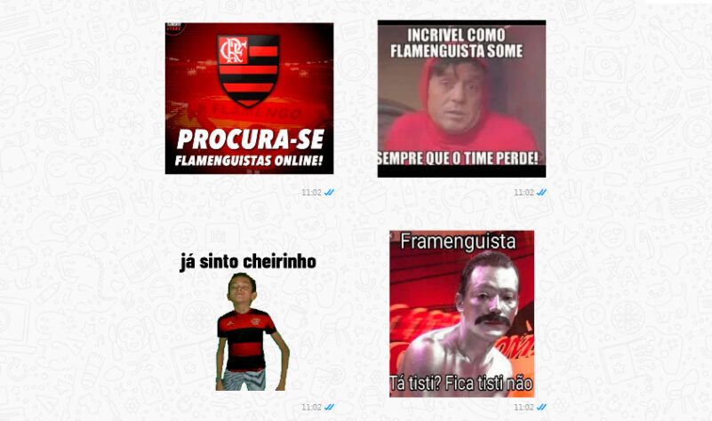 Rivais compartilham figurinhas de WhatsApp com provocações ao Flamengo após queda na Libertadores