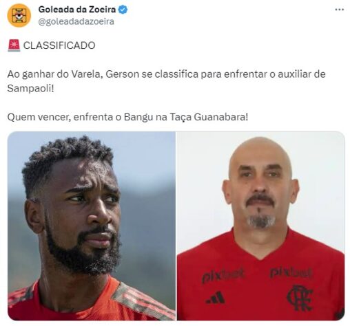 Web faz memes com briga entre Gerson e Varela durante treino no Ninho do Urubu