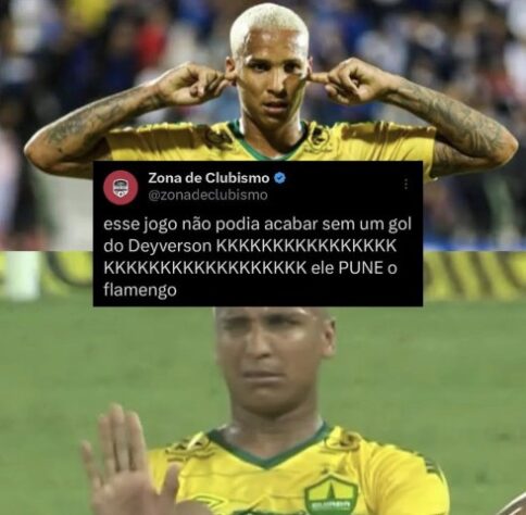 Memes: Em vitória do Cuiabá, Deyverson volta a marcar sobre o Flamengo e leva a web à loucura.