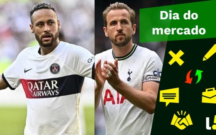 Neymar comunica o desejo de deixar o PSG, Tottenham recusa nova proposta do Bayern por Kane.... veja isso e muito mais no resumo do Dia do Mercado desta segunda-feira (7)!