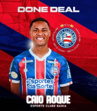 FECHADO - O Bahia anunciou a contratação do lateral-esquerdo Caio Roque, que estava no Lommel, da Bélgica. O jogador de 21 anos teve 50% de seu passe comprado pelo Tricolor.