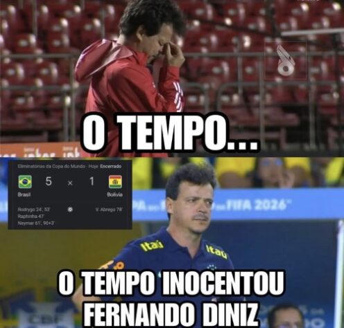 O Dinizismo está on! Torcedores fazem memes com goleada da Seleção Brasileira por 5 a 1 sobre a Bolívia