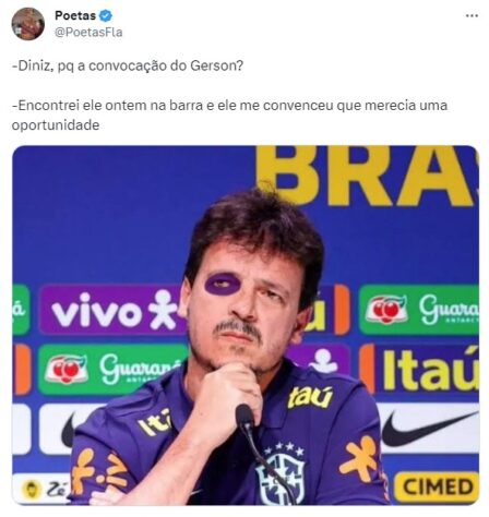 Torcedores fazem memes com convocação de Fernando Diniz para os jogos da Seleção Brasileira contra Venezuela e Uruguai