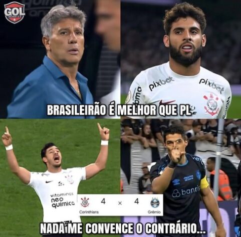 Yuri Alberto joga vôlei? Rivais fazem memes com pênalti polêmico não marcado contra o Corinthians no empate com o Grêmio na Neo Química Arena