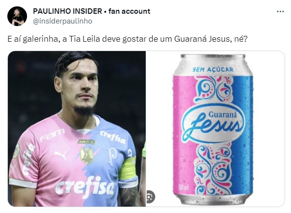 Guaraná Jesus, Icegurt ou Chá Revelação? Nova camisa do Palmeiras nas cores azul e rosa é alvo de memes nas redes sociais.