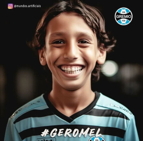 Grêmio: versão criança de Pedro Geromel, criada com auxílio da inteligência artificial.