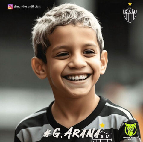 Atlético-MG: versão criança do Guilherme Arana criada com auxílio da inteligência artificial.