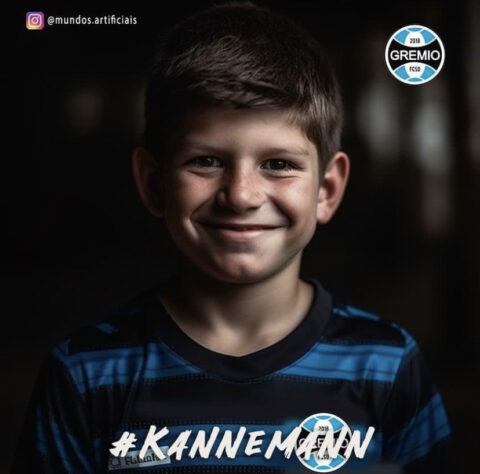 Grêmio: versão criança de Kannemann, criada com auxílio da inteligência artificial.
