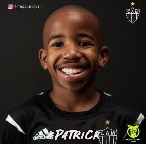Atlético-MG: versão criança do Patrick, criada com auxílio da inteligência artificial.