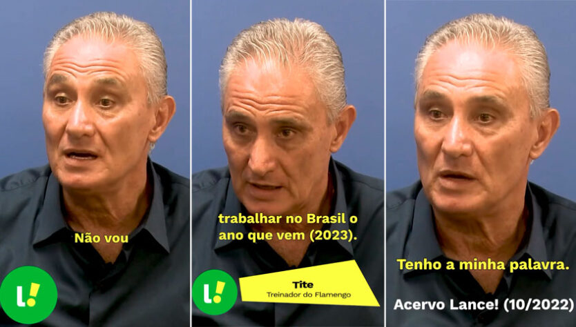 Em entrevista exclusiva ao Lance! em outubro de 2022, ainda antes da Copa do Mundo, Tite afirmou: "Não vou trabalhar no Brasil no ano que vem (2023). Definitivamente! Não vou. Tem a minha palavra. Não vou reconsiderar".
