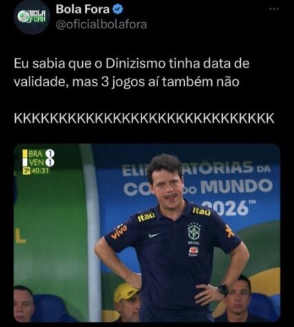 Fernando Diniz vira alvo de memes após empate do Brasil com a Venezuela