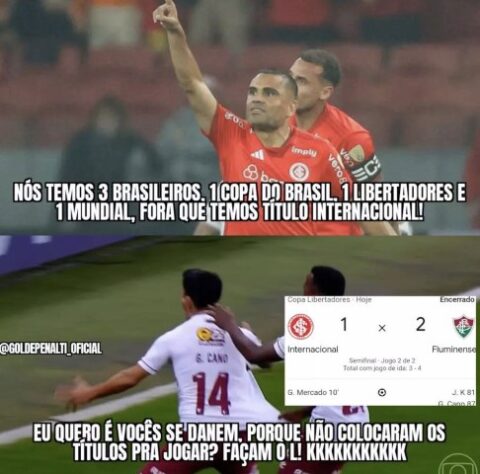 Fluminense supera o Internacional, avança para final da Libertadores e redes sociais bombam com memes.