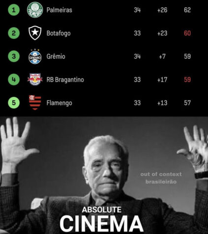 Acabou o gás do Fogão? Palmeiras assume a liderança do Brasileirão e web faz memes com o Botafogo